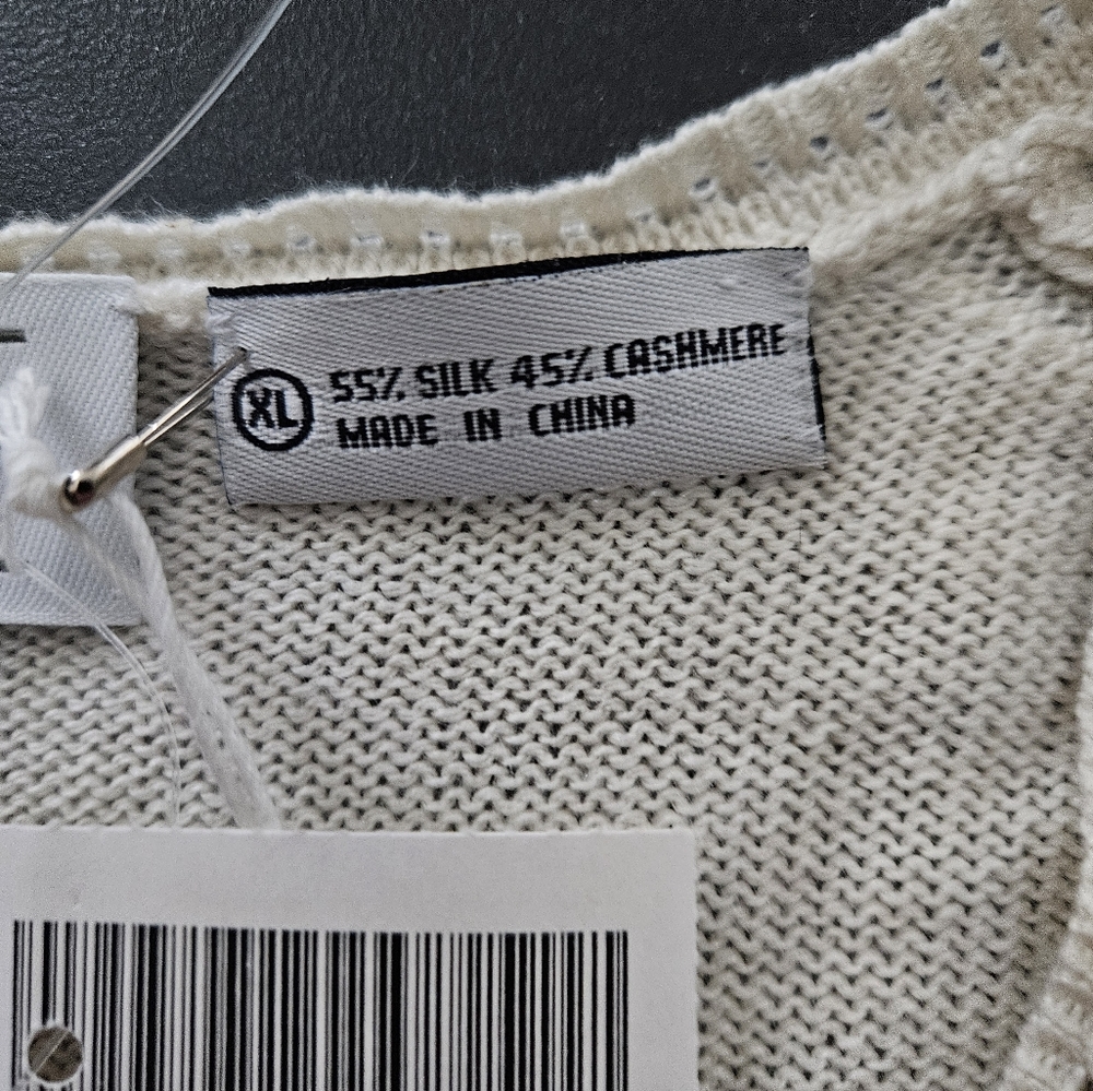 TSE Cashmere/Silk V Neck Pullover - Ivory -  Size XL - NWT - Picture 5 of 7